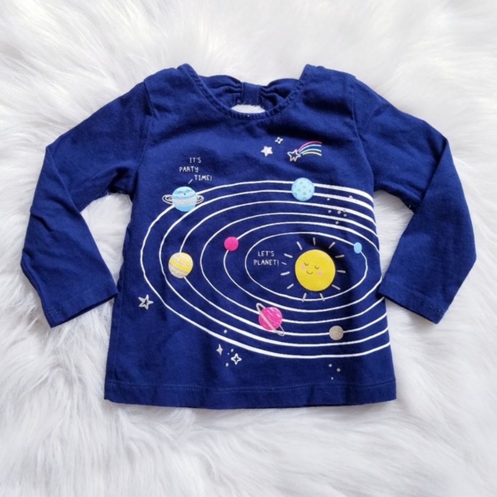 Baby Girl Solar System Long Sleeve Top with Bow